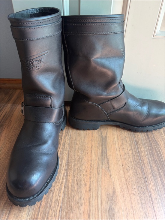 Red Wing 988 Men\'s Engineer Vibram Steel Toe Leather Biker Boots Sz 11.5D Black main image 8